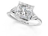 White gold Princess Cut Diamond Solitaire Ring with Twist Band and Four-Prong Setting_91