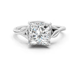White gold Princess Cut Diamond Solitaire Ring with Twist Band and Four-Prong Setting_92