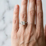 White gold Princess Cut Diamond Solitaire Ring with Twisted Band and Pavé Accents_60