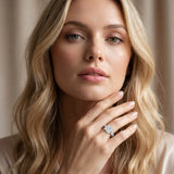 White gold Princess Cut Diamond Solitaire Ring with Twisted Band and Pavé Accents_62