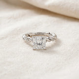 White gold Princess Cut Diamond Solitaire Ring with Twisted Band and Pavé Accents_63