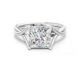 White gold Princess Cut Diamond Solitaire Twist Band Prong Setting Ring_67