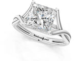 White gold Princess Cut Diamond Solitaire Twist Band Prong Setting Ring_68