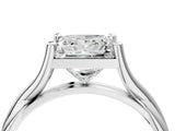 White gold Princess Cut Diamond Solitaire Twist Band Prong Setting Ring_71