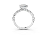 White gold Princess Cut Diamond Solitaire with Side Stones, Pave Band, Four-Prong Setting_497