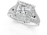 White gold Princess Cut Diamond Split Shank Halo Ring with Four-Prong Setting_69