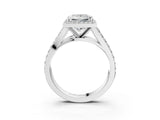 White gold Princess Cut Diamond Split Shank Halo Ring with Four-Prong Setting_71