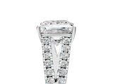 White gold Princess Cut Diamond Split Shank Pavé Engagement Ring with Four-Prong Setting_155