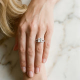 Silver 1.51 Carat F VVS2 Princess Diamond Split Shank Pavé Engagement Ring with Four-Prong Setting