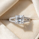 White gold Princess Cut Diamond Split Shank Pavé Engagement Ring with Four-Prong Setting_167