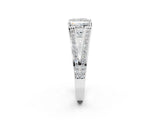 White gold Princess Cut Diamond Split Shank Ring with Pavé Band and Four-Prong Setting_116
