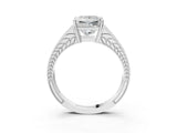 White gold Princess Cut Diamond Split Shank Ring with Pavé Band and Four-Prong Setting_117