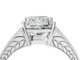 White gold Princess Cut Diamond Split Shank Ring with Pavé Band and Four-Prong Setting_118
