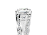 White gold Princess Cut Diamond Split Shank Ring with Pavé Band and Four-Prong Setting_119