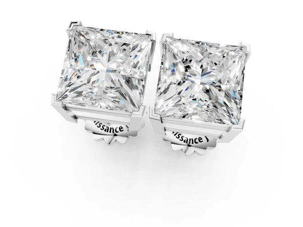Platinum Princess Cut Diamond Stud Earrings