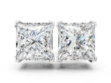 14K White Gold 2.02 Carat D VS2 Princess Diamond Stud Earrings