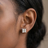 14K White Gold 2.02 Carat D VS2 Princess Diamond Stud Earrings