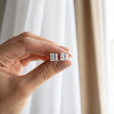 14K White Gold 2.02 Carat D VS2 Princess Diamond Stud Earrings