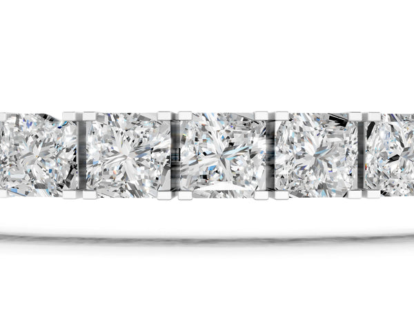 Silver Princess Cut Diamond Tennis Bracelet with Channel Setting