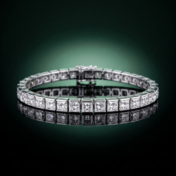 White gold Princess Cut Diamond Tennis Bracelet with Channel Setting