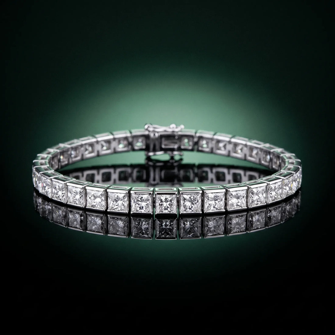 10K White Gold Princess Cut Diamond Tennis Bracelet with Channel Setting