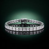 10K White Gold Princess Cut Diamond Tennis Bracelet with Channel Setting