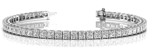 White gold Princess Cut Diamond Tennis Bracelet with Channel Setting