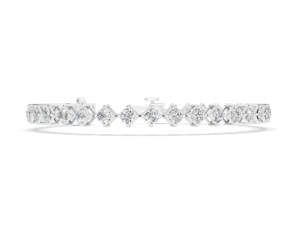 White gold Princess Cut Diamond Tennis Bracelet with Square Prong Setting