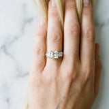 White gold Princess Cut Diamond Three-Stone Ring with Channel Set Band and Four-Prong Setting_61