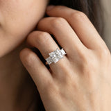 White gold Princess Cut Diamond Three-Stone Ring with Four-Prong Setting and Classic Band_161