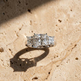 White gold Princess Cut Diamond Three-Stone Ring with Four-Prong Setting and Classic Band_162