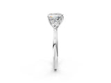 White gold Princess Cut Diamond Three-Stone Ring with Pear Side Stones and Four-Prong Setting_94