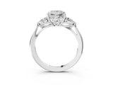 White gold Princess Cut Diamond Three-Stone Ring with Pear Side Stones and Four-Prong Setting_95