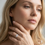 White gold Princess Cut Diamond Three-Stone Ring with Pear  Side Stones and Prong Setting_105