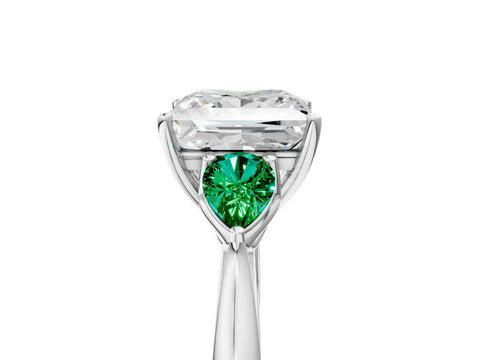 White gold Princess Cut Diamond Three-Stone Ring with Pear with Emerald side stone Side Stones and Prong Setting_41