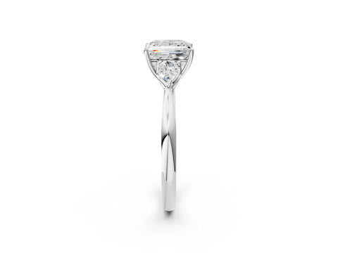 White gold Princess Cut Diamond Three-Stone Ring with Pear with Moissanite side stone Side Stones and Prong Setting_14