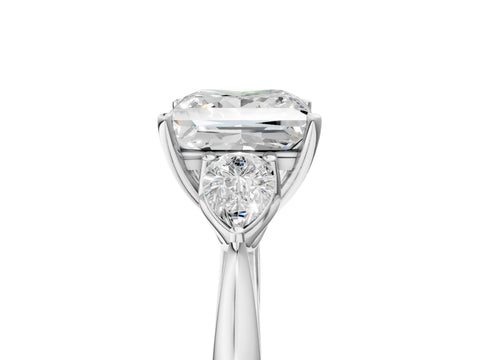 White gold Princess Cut Diamond Three-Stone Ring with Pear with Moissanite side stone Side Stones and Prong Setting_29