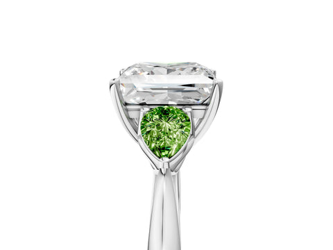 White gold Princess Cut Diamond Three-Stone Ring with Pear with Peridot side stone Side Stones and Prong Setting_41