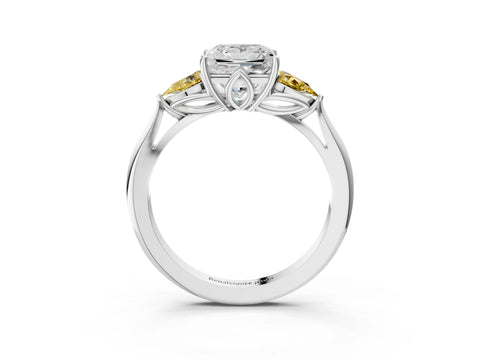 White gold Princess Cut Diamond Three-Stone Ring with Pear with Yellow Sapphire side stone Side Stones and Prong Setting_27