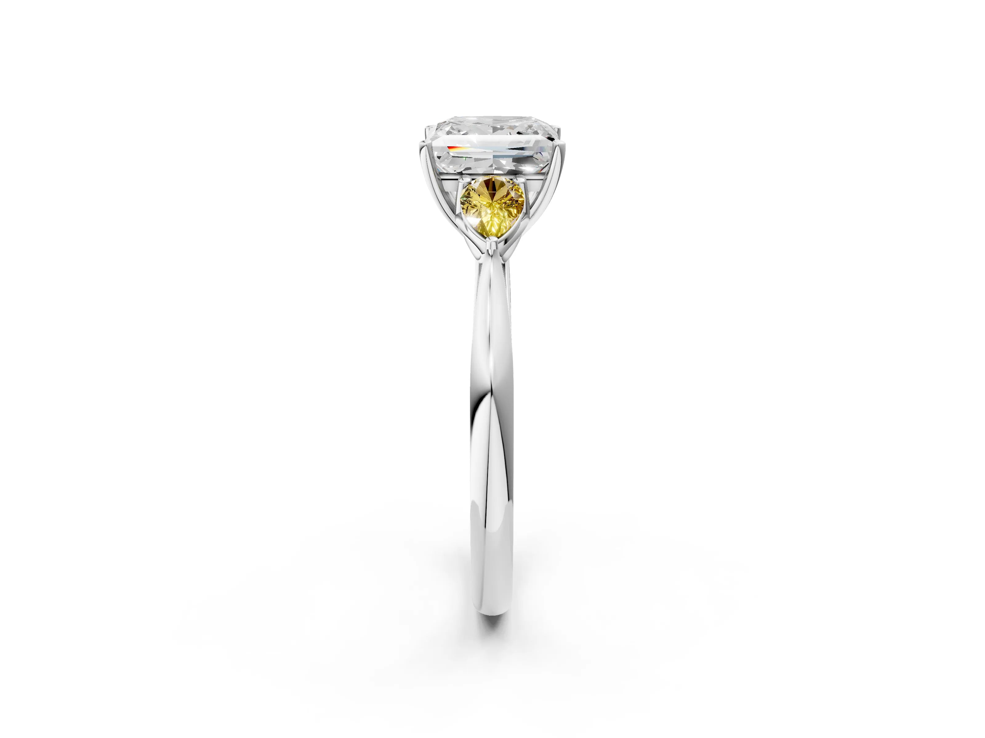 White gold Princess Cut Diamond Three-Stone Ring with Pear with Yellow Sapphire side stone Side Stones and Prong Setting_38