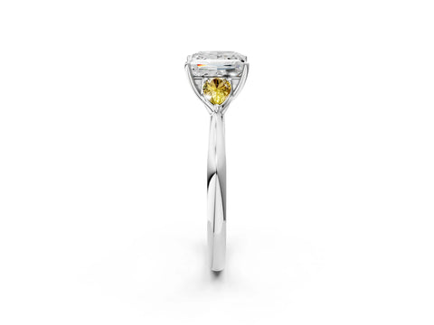 White gold Princess Cut Diamond Three-Stone Ring with Pear with Yellow Sapphire side stone Side Stones and Prong Setting_38