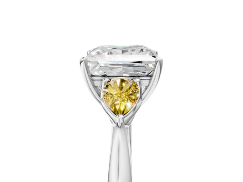 White gold Princess Cut Diamond Three-Stone Ring with Pear with Yellow Sapphire side stone Side Stones and Prong Setting_41