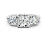 White gold Princess Cut Diamond Three-Stone Ring with Prong Setting and Classic Band_113