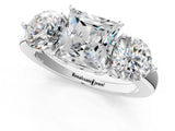 White gold Princess Cut Diamond Three-Stone Ring with Prong Setting and Classic Band_114