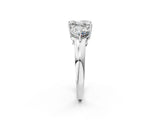 White gold Princess Cut Diamond Three-Stone Ring with Prong Setting and Classic Band_115