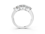 White gold Princess Cut Diamond Three-Stone Ring with Prong Setting and Classic Band_115