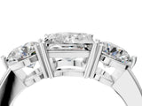 White gold Princess Cut Diamond Three-Stone Ring with Prong Setting and Classic Band_117