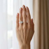 White gold Princess Cut Diamond Three-Stone Ring with Round Side Stones and Pavé Band_12