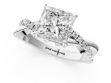 White gold Princess Cut Diamond Twist Band Solitaire with Prong Setting_57