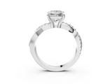 White gold Princess Cut Diamond Twist Band Solitaire with Prong Setting_63